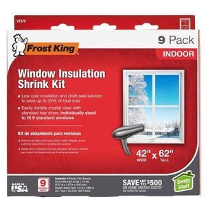Frost King 9 Pack Indoor Window Insulation Shrink Kit 42"x 62" New In Box